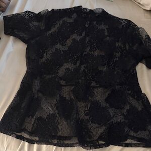 Lane Bryant Black Floral Lace Blouse